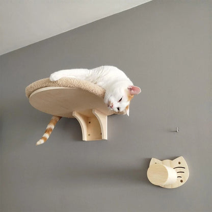Cat Wall Shelf Wooden Cat Perch Furniture for Sleeping Cats Shelves Stair Cat Climbing Training Steps Kitten Tower Tree Hammock