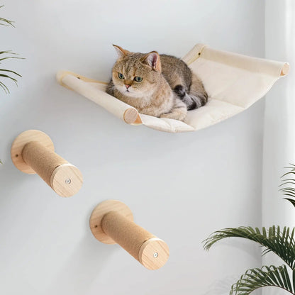 Cat Wall Mounted Furniture Cat Hammock&Felt Ladder&Sisal Scratching Post of High Quality Durable and Easy-to-Clean Cat Furniture