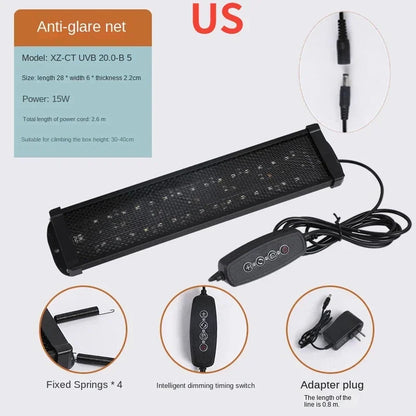 UVA+UVB Reptile Full Spectrum LED Light Turtle Lizard Snake Terrarium Sunbathe Heat Lamp 10.0 20.0 Sun Lamp Sunbathe Heat Lamp