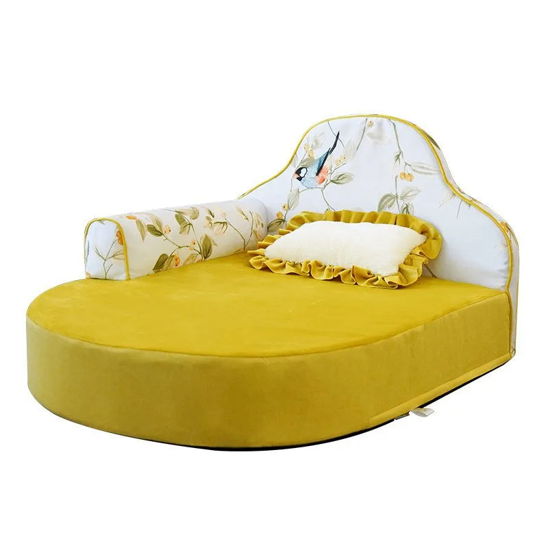 Bola kennel medium and large dog sofa bed removable and washable winter warm dog bed golden feather nest cushion pet supplies