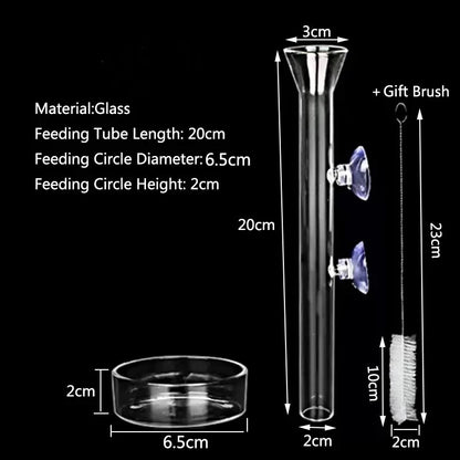 Glass Aquarium Feeder Tube Dish Transparent Fish Tank Shrimp Snail Food Feeder Bowl Aquarium Feeding Accessories Shrimp Feeders