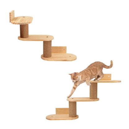 1 Piece Cat Wall Mounted Cat Climbing Wooden Shelves Cat Tree Cat Ladder Big Jumping Platform Cat Furniture Cat Perch for Kitten