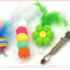 Cross-border cat teasing stick replacement head rainbow caterpillar wood teana stick cat toy funny cat bell hair ball replace...