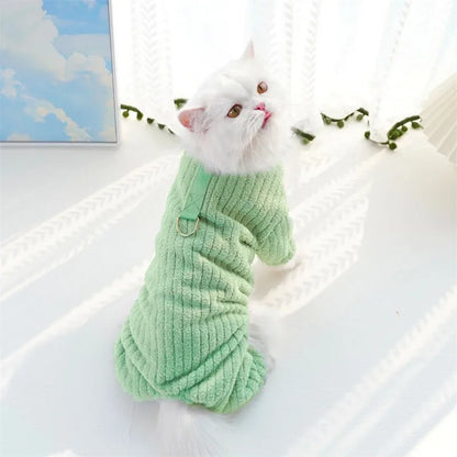 Winter Pet Clothes Dog Jumpsuit Fleece Dog Warm Coat Solid Soft Puppy Sweatshirt Chihuahua French Bulldog Costume Dog Pajamas