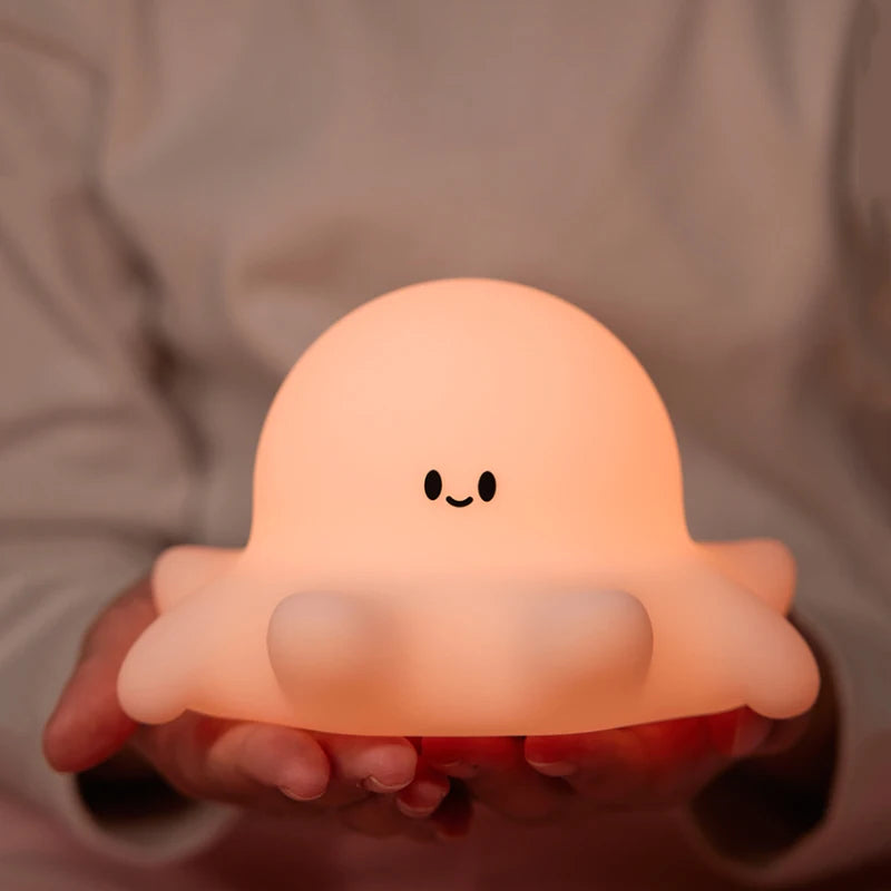 Cute Animals Silicone Night Light, Patting Light, Sleep Light, Baby Octopus Robin Bird Panda - for Room Decor, Gift for Children