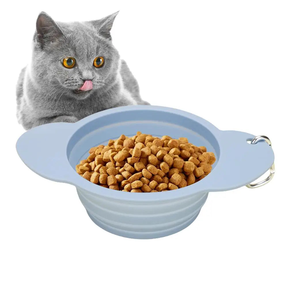 Dog Bowl Pet Collapsible Bowls Silicone Portable Foldable 600ml Dog Feeder Dog Dispenser Water Or Food Pet Feeding Watering Dish