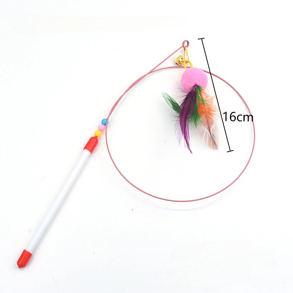 Wire Feather Cat Tickling Stick Pet Products for Cats Pet Cat Toys Interactive Cat Stick Toy Kitten Playing Pet Accessories