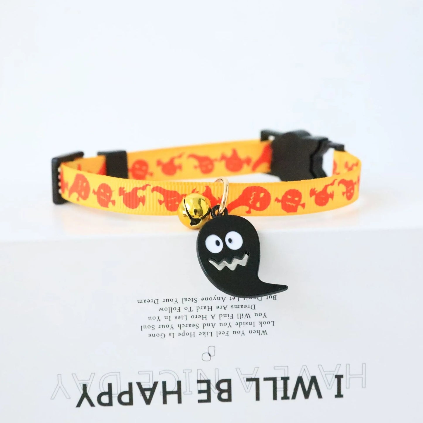 Funny Cosplay Collar Accessories for Dogs Scary Halloween Printing Ghost Pumpkin Pet Neck Wear Ring Bell Cartoon Cat Necklace