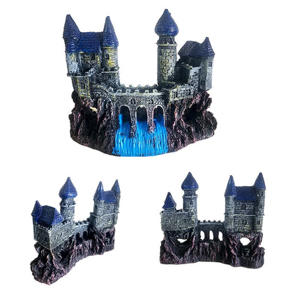 Resin Artificial Fish Tank Ancient Castle Decoration Aquarium Rock Cave Building Decoration Aquatic Landscaping Ornament Decor