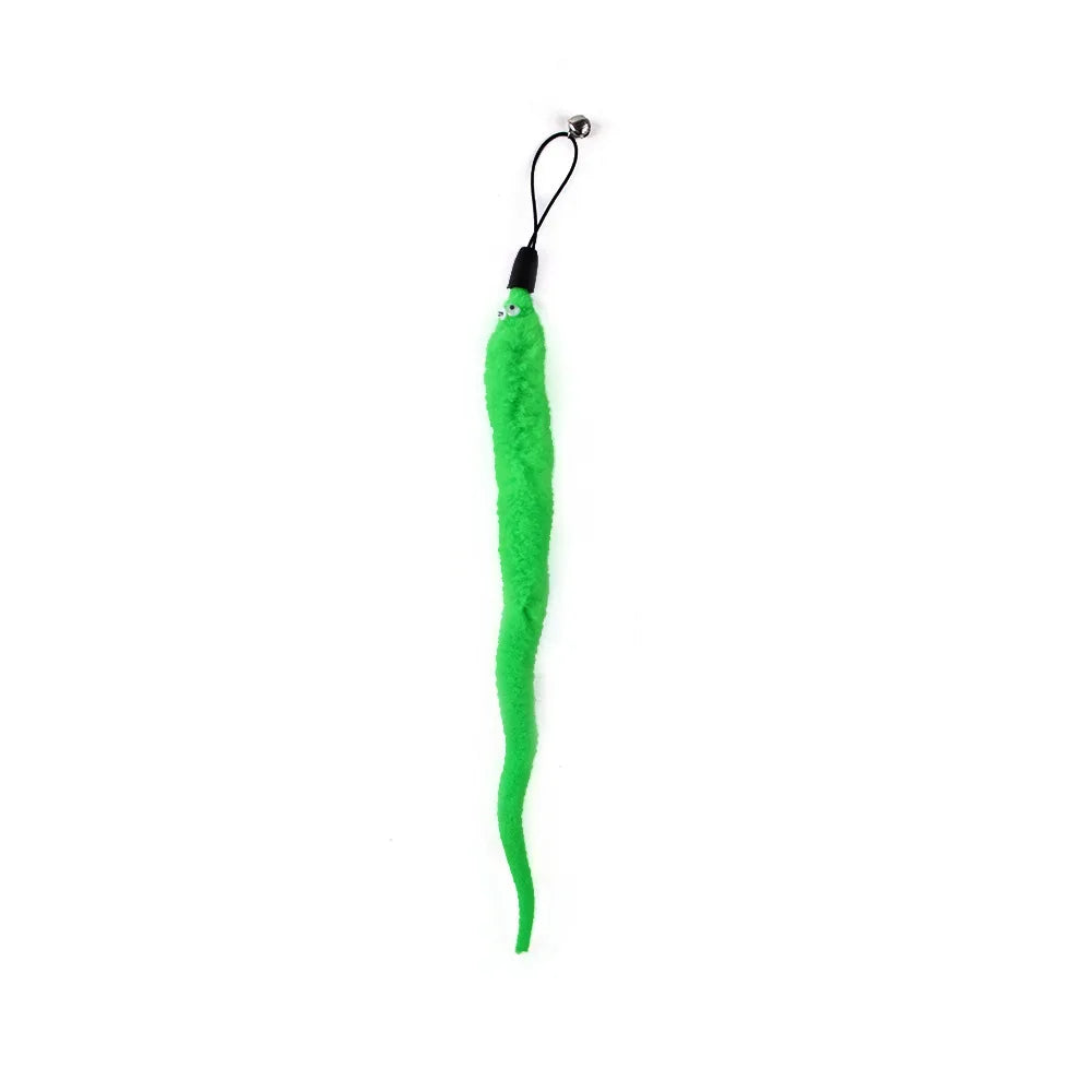 Funny Cat Stick Toy Furry Feather with Bell Cat Stick Toy Kitten Playing Pet Accessories Worm on A String Cat Toys Interactive