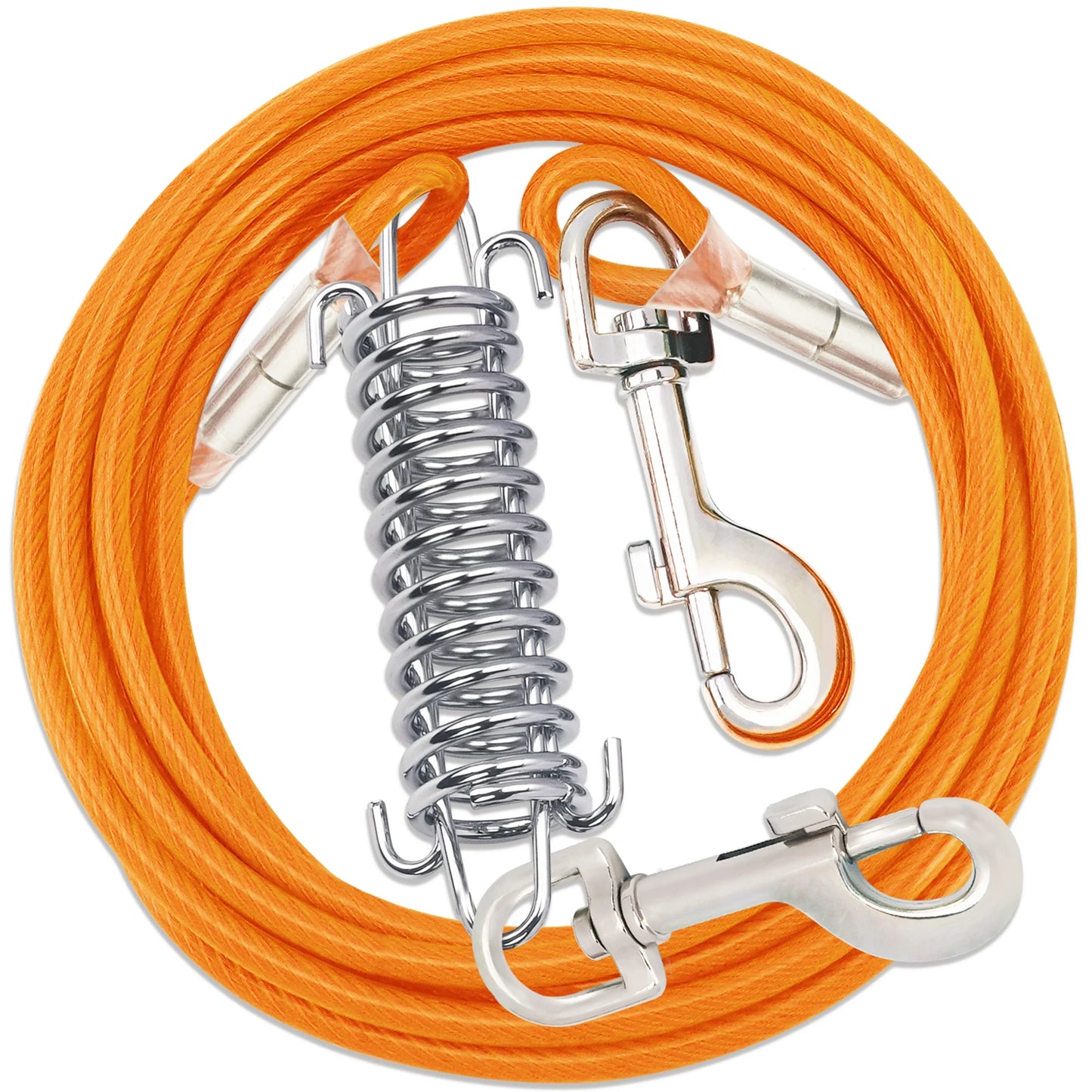Steel Wire Dog Tie Out Cable, Dog Runner for Yard, Durable Superior Clips, Silver Dog Chains