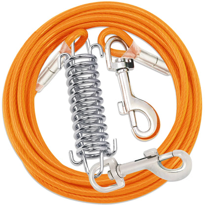 Steel Wire Dog Tie Out Cable, Dog Runner for Yard, Durable Superior Clips, Silver Dog Chains