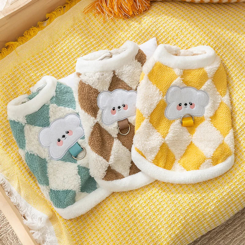 Fleece Dog Clothes Winter Pet Dog Warm Vest Cute Plaid Puppy Coat Girls Dog Costume Chihuahua French Bulldog Bichon Dog Clothing