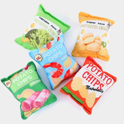 Dog Toy Potato Chip Bag Squeaky Snack Bag Dog Toy Molar Toy Snack Bag Dog Toy Interactive Plush Pet Toy Puppy Teething Toy