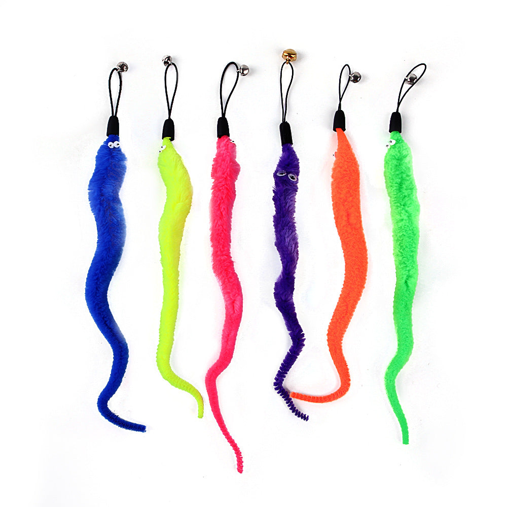 Cat Feather Toy Accessories False Mouse Worm Toy with Bell Kitten Cat Toys Interactive Replacement Refill Foam Ball Training
