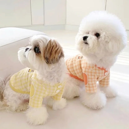 2024 Autumn Winter Thin Dog Vest Pet Dog T-Shirt Plaid Undershirts Puppy Costume Dog Hoodies Chihuahua Bichon Clothing Cat Vests