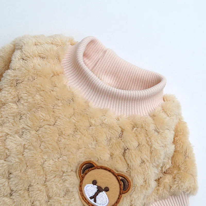 New Warm Fleece Pet Clothes Cute Print Coat Small Medium Dog Cat Shirt Jacket Teddy French Bulldog Chihuahua Winter Outfit