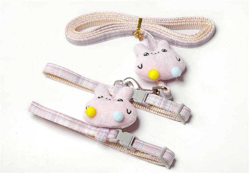 Cartoon Nylon Pet Dog Collar Accessories Anti Break Cat Small Puppy H-Shaped Harness Leash Set Travel Chihuahua Pet Accessories
