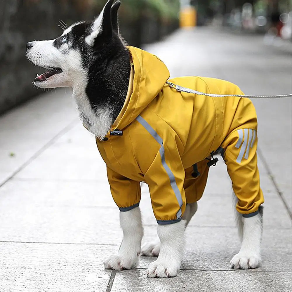Dog Raincoat Waterproof Reflective Hooded Pet Rain Jacket 4 Legs Lightweight Rain Poncho Clothes for Small Medium and Large Dogs