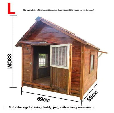 Dog House Outdoor Waterproof  Solid Wood Dog Villa with Yard Outdoor Rainproof Type Four Seasons Universal Pet Kennel