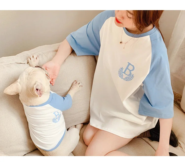 Dog Vest  Dog Shirts for Dogs  Dog Costume  Dog Clothes Parent-child Wear Spring and Summer Embroidery Four Colors