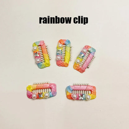 European Fashion Hair Accessories For Cats Rainbow Color Pearl York Dog Hairpins Long Hair Animal Comb Fancy Girl Pet Supplies