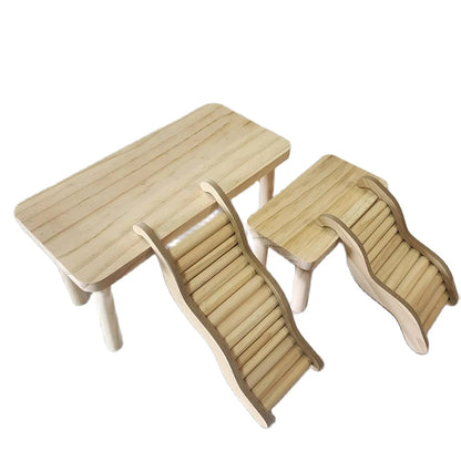 Smooth Hamster Hideaway Wooden Hamster House with Climbing Ladder Small Pet Castle Arch Bridge for Dwarf Mice Gerbils Small Pets