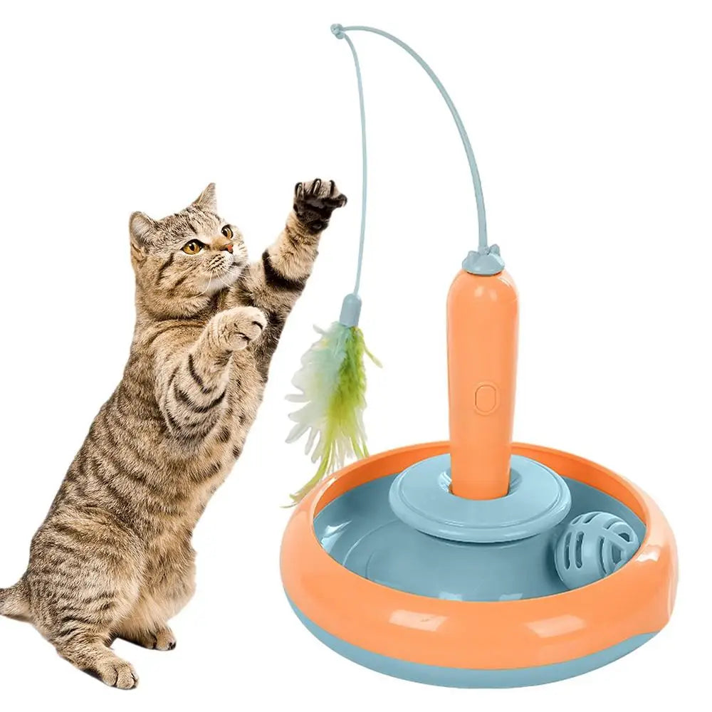 Electric Cat Toy Funny Cat Toys Cat Feather Teaser Multifunctional Indoor Cat Interactive Toy Reusable Electric Kitten Playing