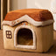 Cute Pet House with Foldable Soft Pet Bed Detachable Washable Pet Castle Suitable for Small Medium-sized Dogs and Cat Cave Nests