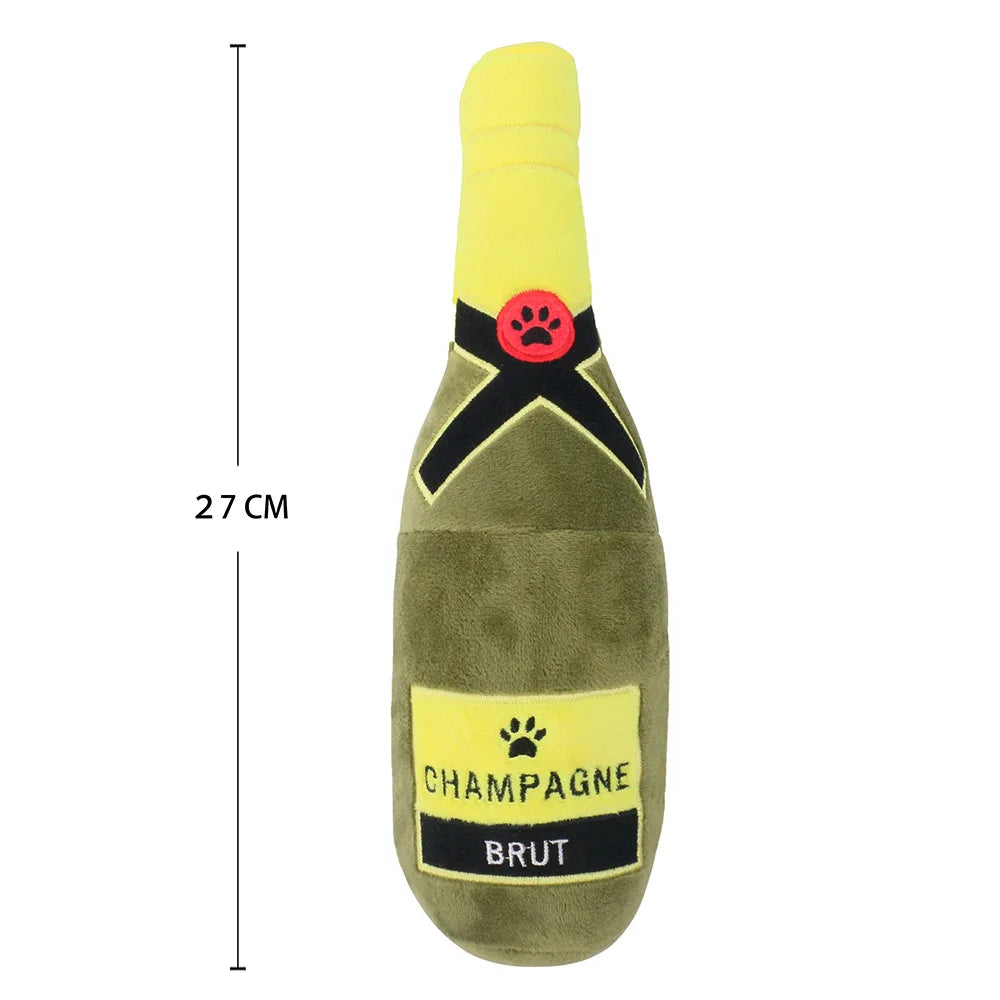 Dog Plush Toy 27 Cm Plush-filled Champagne Bottle Squeaking And Sounding Pet Dog Toy Products Fleece Squeak Toys