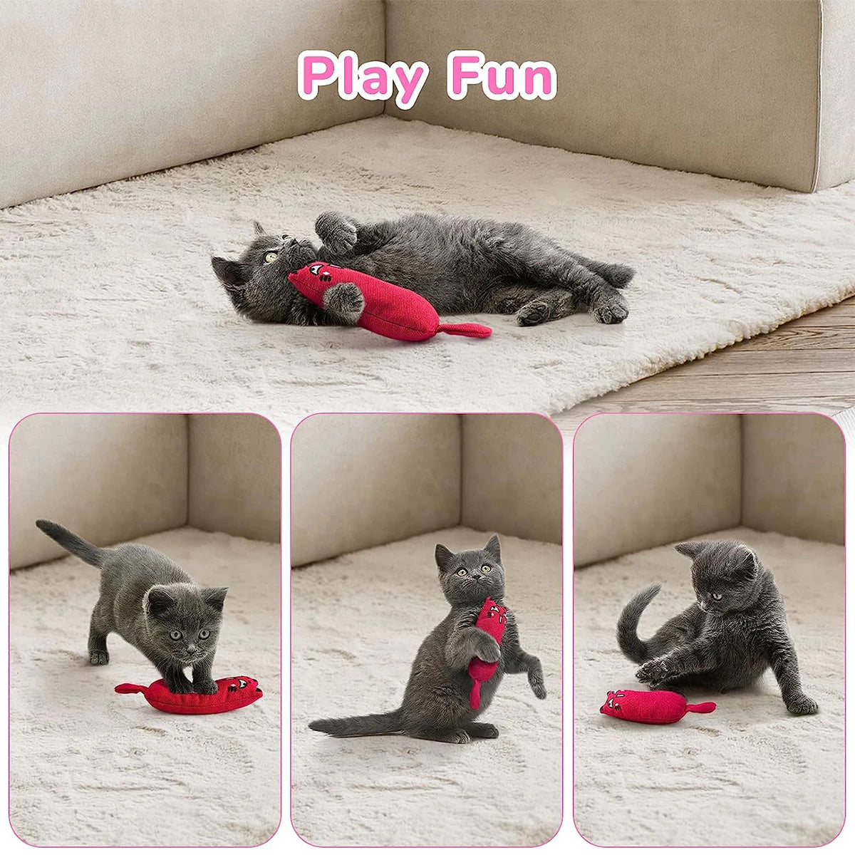 Funny Interactive Crazy Cat Toy Pet Kitten Chewing Teeth Grinding Catnip Toys Claws Thumb Bite Cat Mint Game Playing Pillow