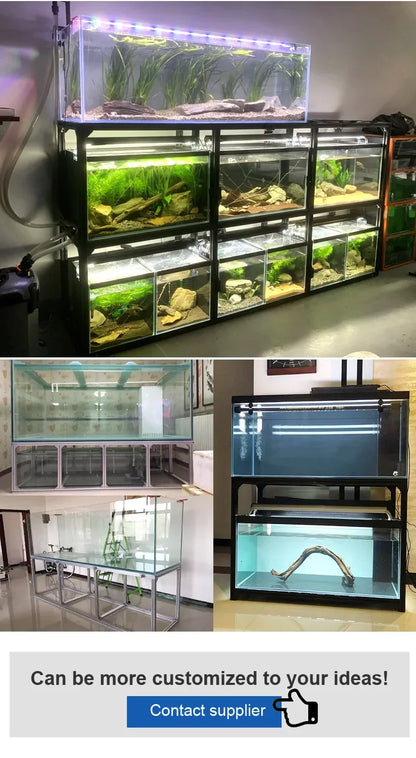 Aluminum fish tank 1000 gallon tank professional customizable glass aquarium black silver acrylic frame aquariums & accessories