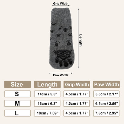 4pcs Anti-Slip Dog Socks with Adjustable Sticky Tapes Pet Socks for Puppy Dog Paw Protector Indoor Wear Dog Socks