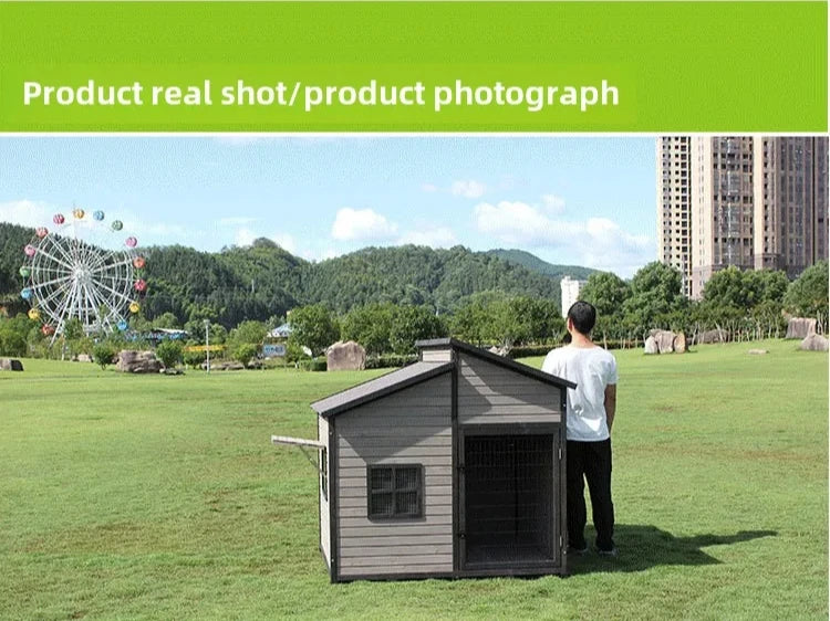 Solid Wooden Dog House Outdoor Double Top Outdoor Dog Crate Rainproof Golden Retriever Crate Extra Large Universal Dog House