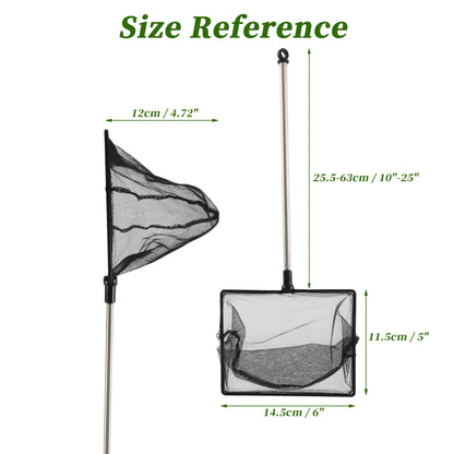 UXCELL Fishing Landing Net Handhold Fish Tank Net Stainless Steel Extendable Handle for Fish Tank Aquarium Accessories