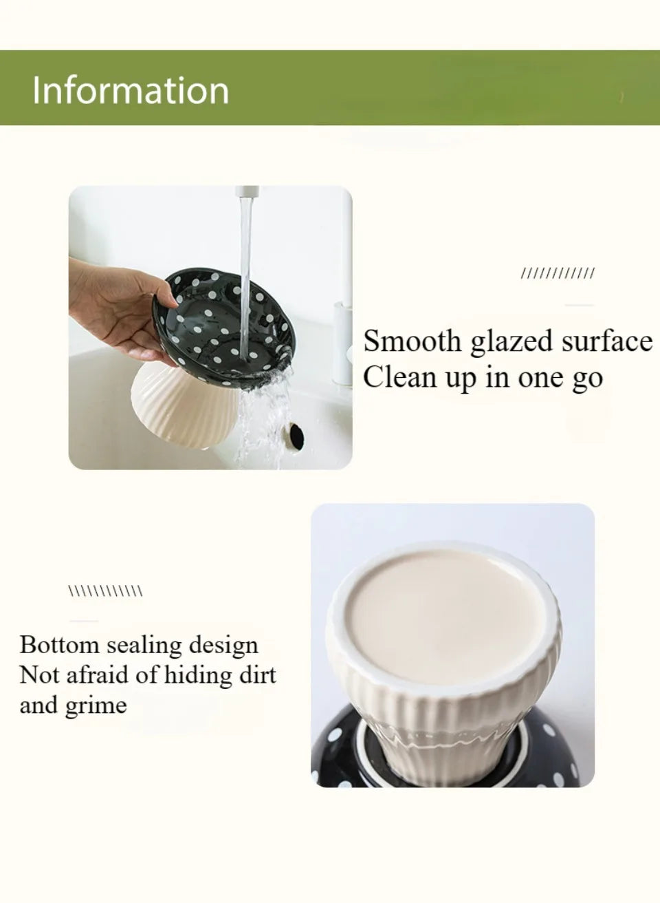 Mushroom Cat Bowl Cute Polka Dot Safe Ceramic Elevated Cat Feeder for Cats and Dogs Drinking Water Bowl Cat Feede Pet Supplies
