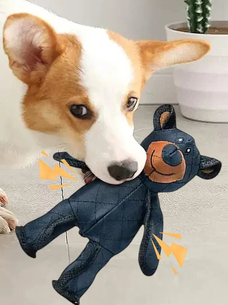 Dog vocal interactive plush toy Plush Squeaky Teething Toy Interactive Dog Toy Cleaning Teeth Anti Bite Abreact Plaything Bear