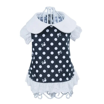 Pet Clothes Dog Dot Clothing Female Dogs Cotton Princess Dress Teddy Dog Dress Summer Dress Dog Clothes For Small Dogs
