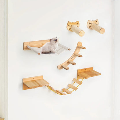 Cat Wall Mounted Climbing Shelves Cat Hammocks Durable Scratching Post For Cats & Kitten Cat Bowl Cat Cute Steps Easy-to-clean