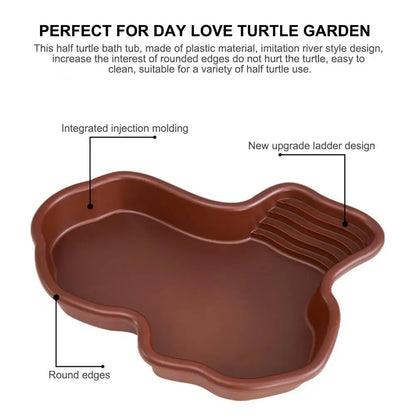 Reptile Tub Reptile Bathing Pool With Ramp And Basking Platform Aquarium Ornament For Turtle Bearded Dragon Gecko For Balcony
