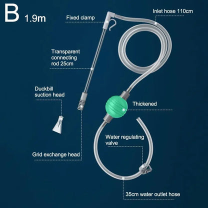 Fish Tank Water Changer Aquarium Siphon Vacuum Gravel Manure Suction Change Pipe Cleaning Kit Water Sand Tool Sand Cleaning K2X7