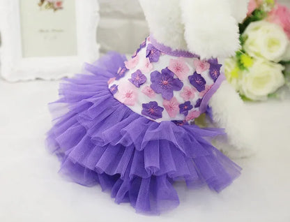 10PCS Pets Accessaries Dogs Cats Princess Flower Lace Dress For Pet Wedding Party Spring Summer small Teddy girl ropa para perro