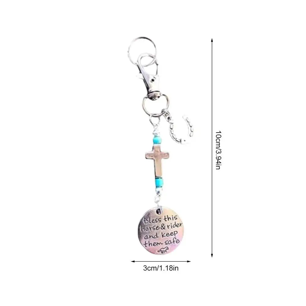 Saddle Rope Key Chain Vintage Horseshoe Cowboy Keychain Pendant With Feather Western Alloy Keychain With Safety Buckle Carved
