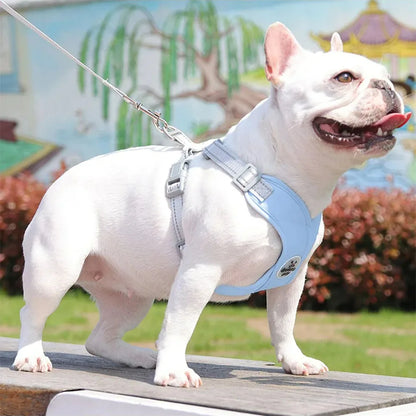 X Dog Harness and Leash Set Breathable Pet Chest Strap Reflective French Bulldog Vest Harness for Small Medium Dogs Puppy Collar