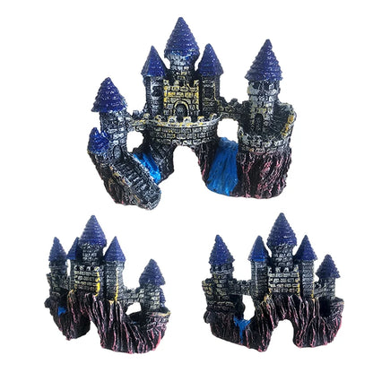 Resin Artificial Fish Tank Ancient Castle Decoration Aquarium Rock Cave Building Decoration Aquatic Landscaping Ornament Decor