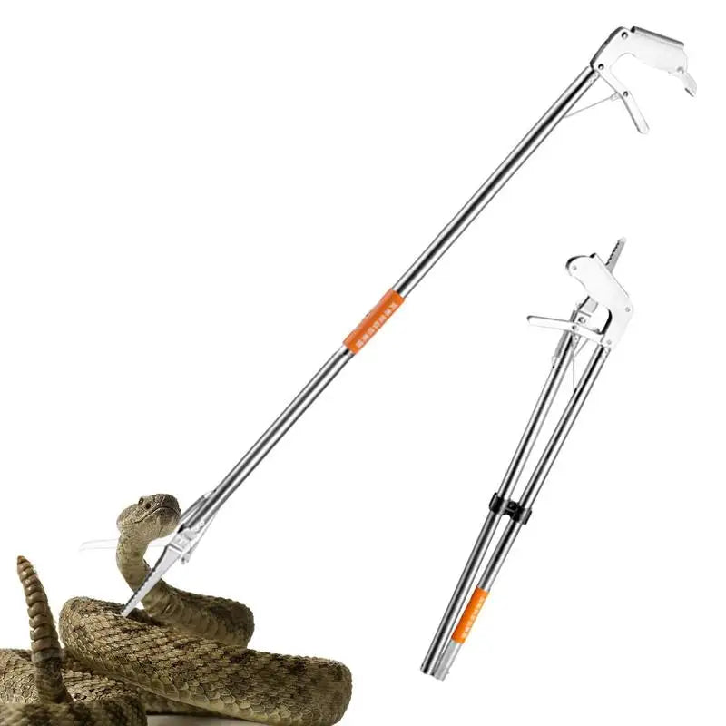 Multifunctional 1.2m Snake Catcher Tongs Foldable Handling Tool Snake Catcher Stainless Steel Snake Hook Catcher Grabber Tool