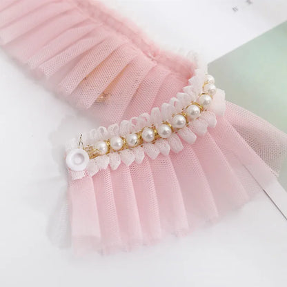 Lovely Pearl Veil Pet Collars for Chihuahua Pink Lace Small Dogs Bandana Neck Accessories Party Collar Decoration Cat Necklace
