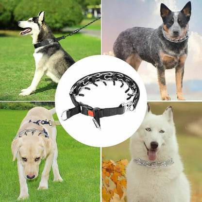 Pet Prong Collar for Dogs Adjustable Dog Choke Pinch Training Collar with Rubber Tips & Nylon Cover for Small Medium Large Dogs