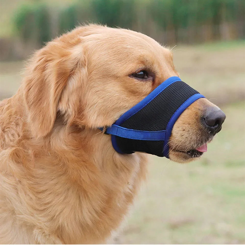 Adjustable Anti Bark Bite Mesh Muzzle for Dogs Pet Mouth Muzzle Stop Chewing for Puppies Nylon Belt Dog Accessories Pet Products