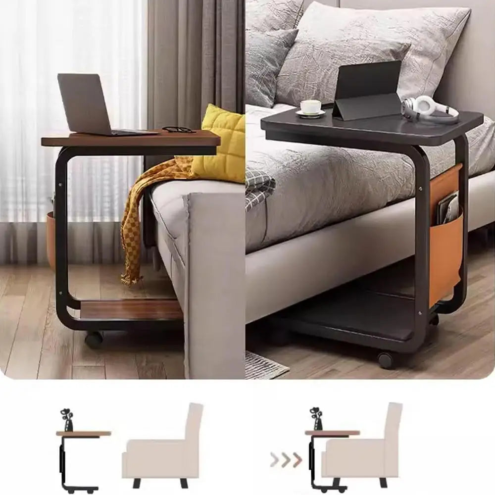End Table C Shape Small Side Table For Living Room Double Layer Movable Side Table For Sofas Living Rooms Bedside Areas Small